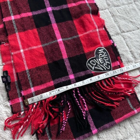 Victoria's Secret | Red and Black Plaid Print Winter Angel Scarf | One Size - Picture 4 of 6